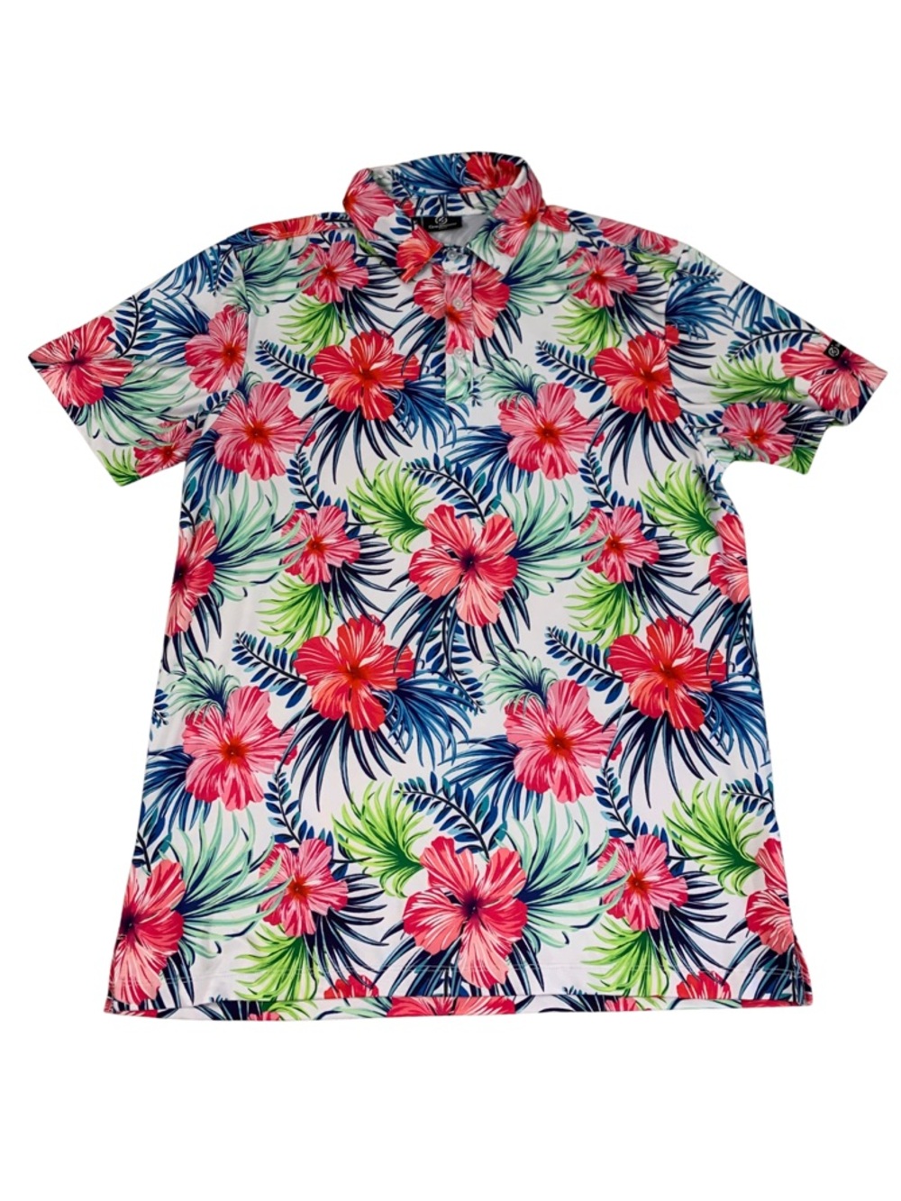 Greenside Golf Men’s Pink Floral Golf Polo Size M Activewear Outdoor